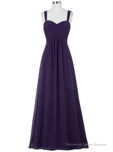 Cheap Purple Straps Chiffon Pleats Bridesmaid Dress